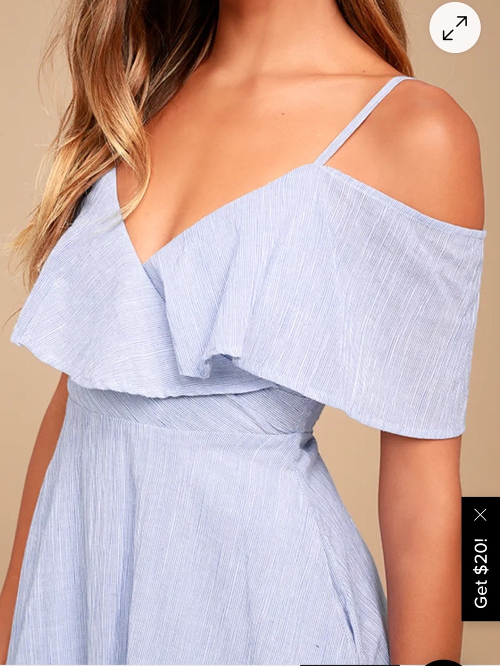 Lulus Yacht Rock Blue and White Striped Off-the-Shoulder Midi Dress - Picture 4 of 8